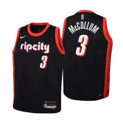 Portland Trail Blazers #3 C.J. McCollum Youth Nike Black 202122 Swingman Jersey - City Edition
